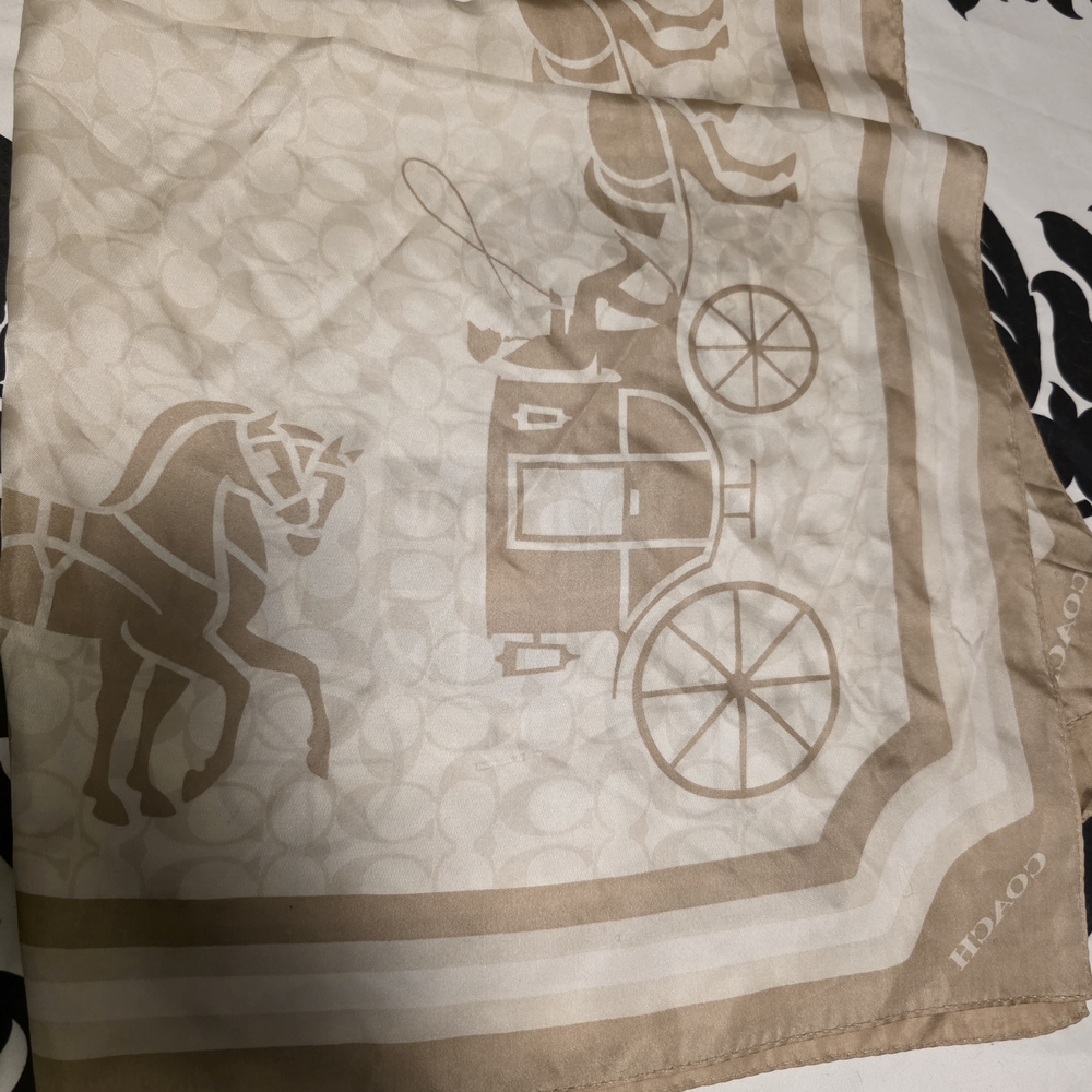 Coach Beige Horse and Carriage Scarf